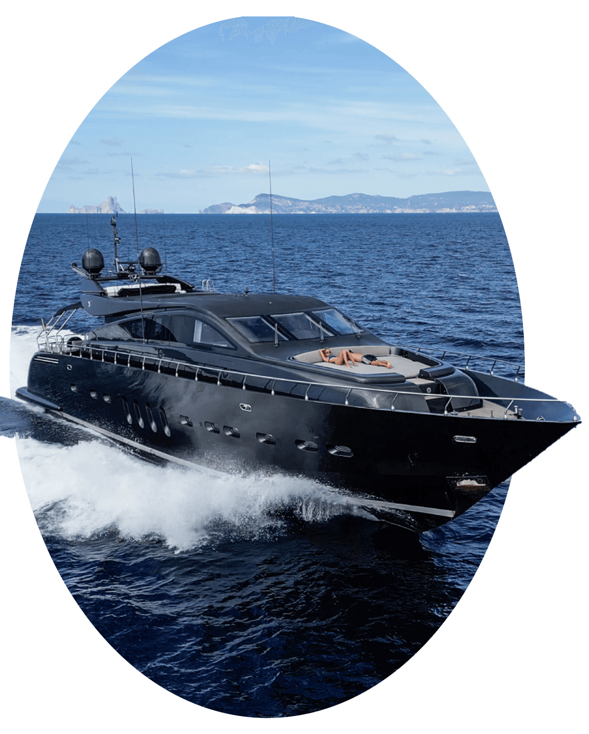 Luxury motor yacht available for private charter in Ibiza